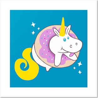 Unicorn Stuck in Donut Posters and Art